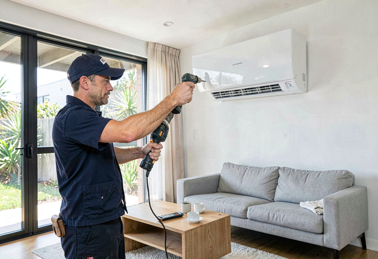 Split system air conditioning installation