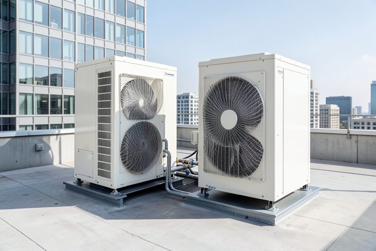 Rinnai Mini VRF compact outdoor unit beside a Melbourne home
